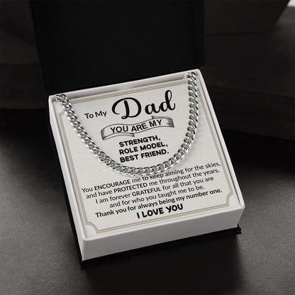 Dad You Are My Strength Cuban Link Chain Necklace