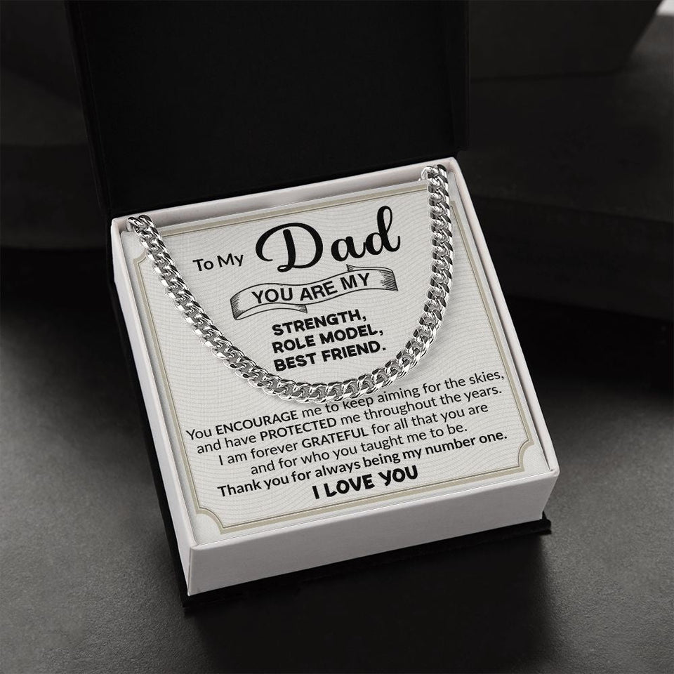 Dad You Are My Strength Cuban Link Chain Necklace