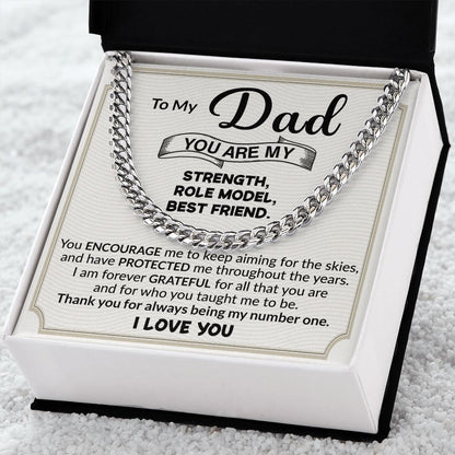 Dad You Are My Strength Cuban Link Chain Necklace