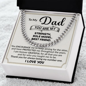 Dad You Are My Strength Cuban Link Chain Necklace