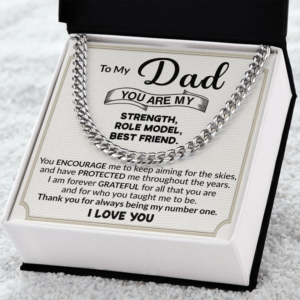 Dad You Are My Strength Cuban Link Chain Necklace