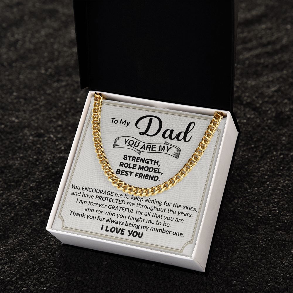 Dad You Are My Strength Cuban Link Chain Necklace