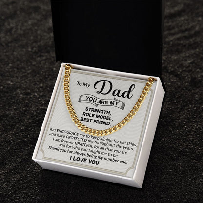 Dad You Are My Strength Cuban Link Chain Necklace