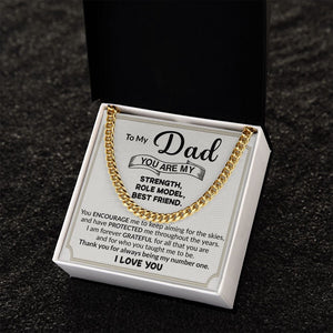 Dad You Are My Strength Cuban Link Chain Necklace
