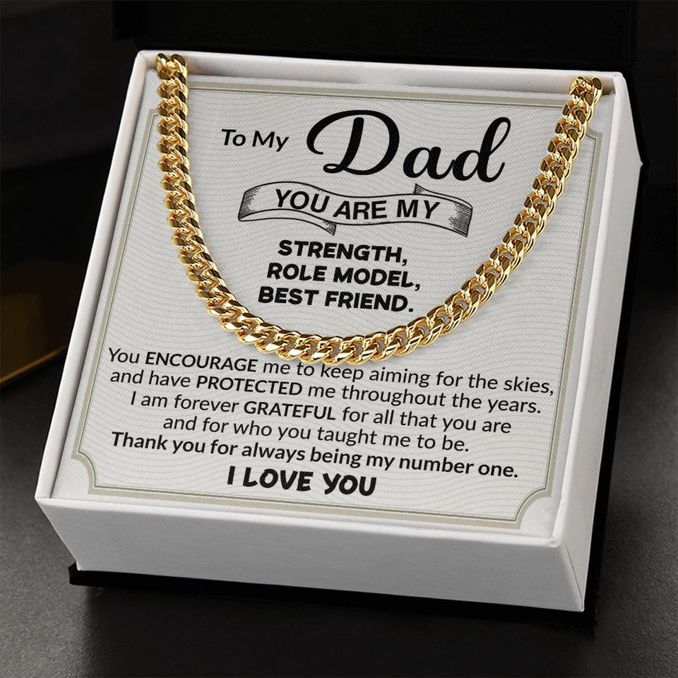 Dad You Are My Strength Cuban Link Chain Necklace