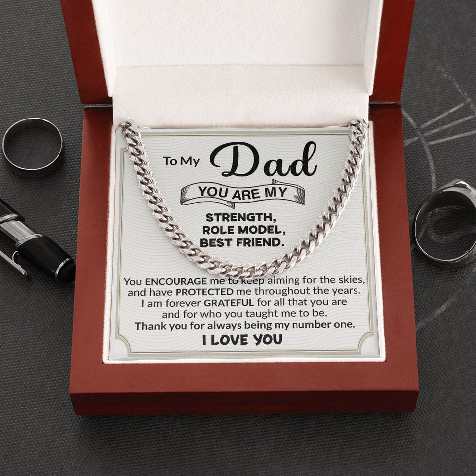 Dad You Are My Strength Cuban Link Chain Necklace