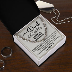 Dad You Are My Strength Cuban Link Chain Necklace