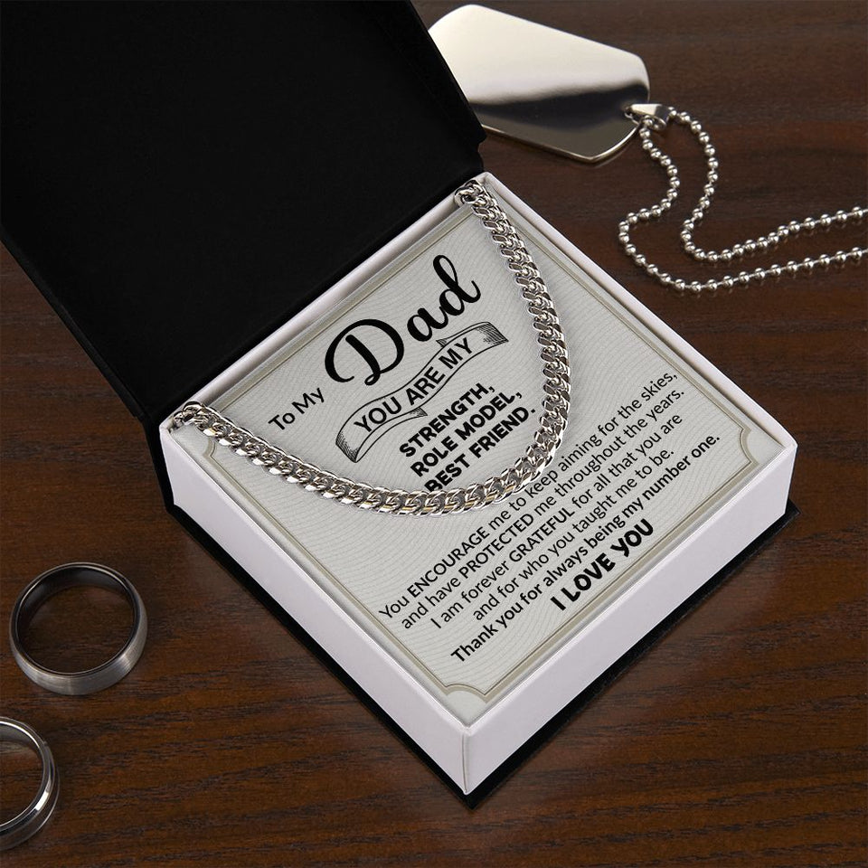 Dad You Are My Strength Cuban Link Chain Necklace