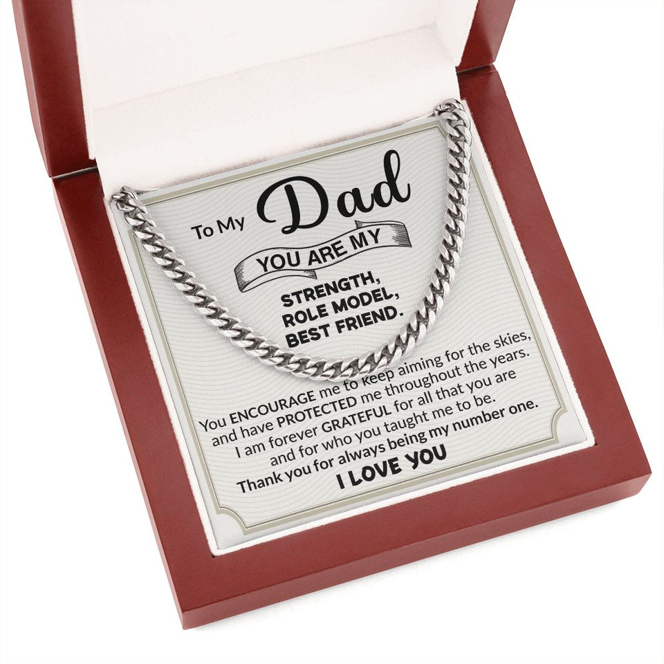 Dad You Are My Strength Cuban Link Chain Necklace