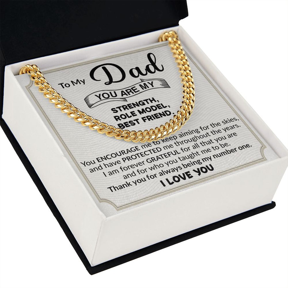 Dad You Are My Strength Cuban Link Chain Necklace