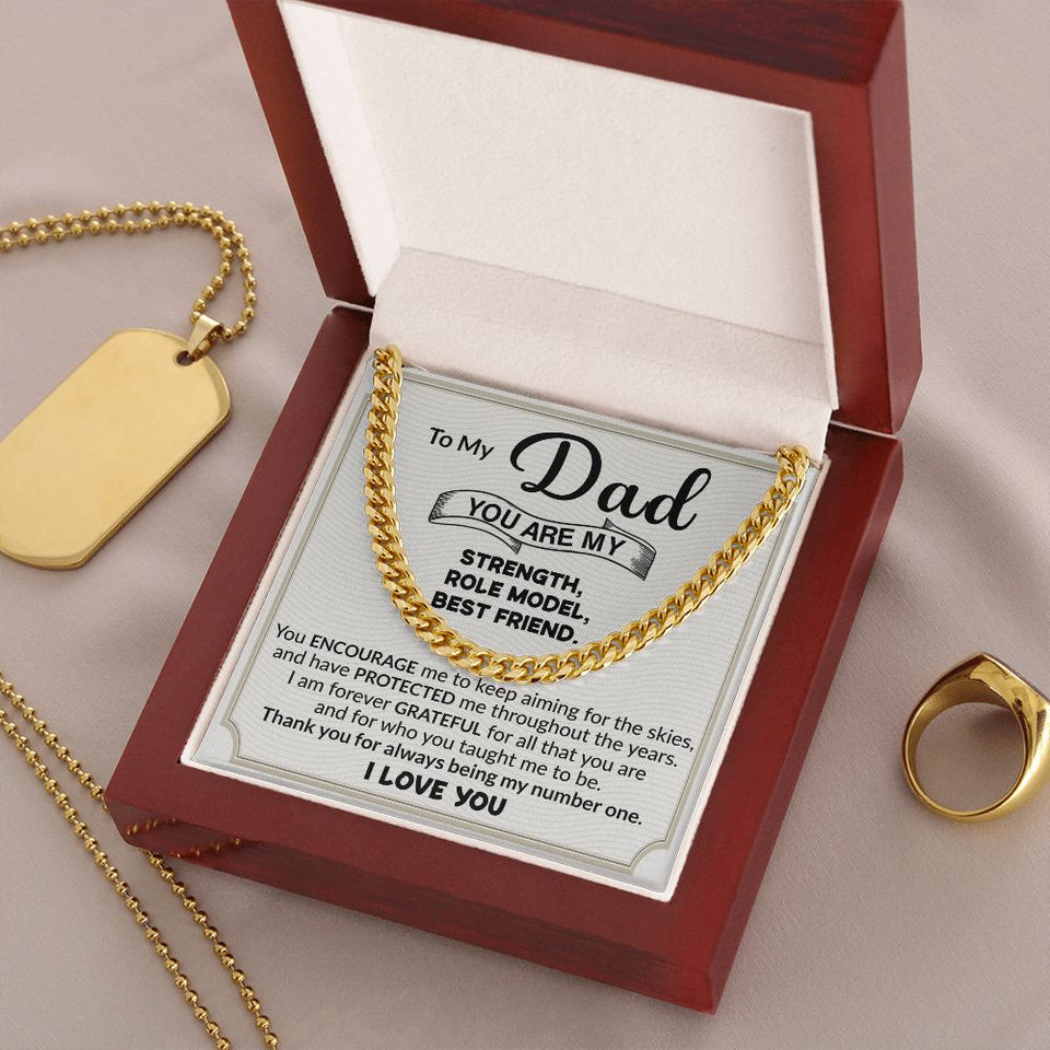 Dad You Are My Strength Cuban Link Chain Necklace