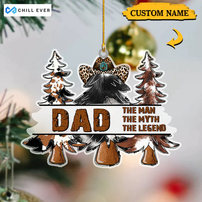 Papa The Man The Myth The Legend Merry Christmas Trees Acrylic Ornament CTH01