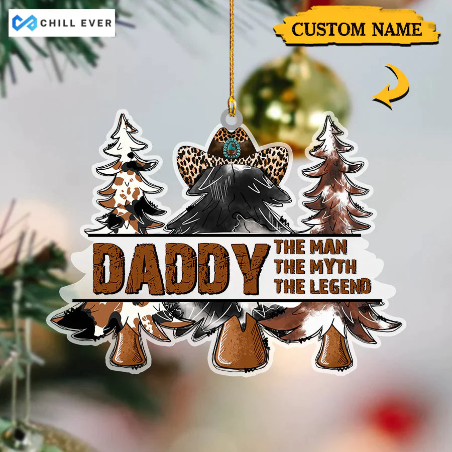 Papa The Man The Myth The Legend Merry Christmas Trees Acrylic Ornament CTH01