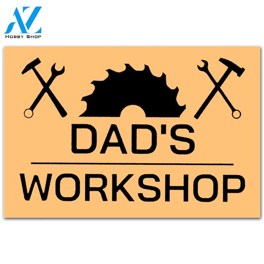 Dad's - Papa's Workshop Funny Doormat Welcome Mat Housewarming Gift Home Decor Funny Doormat Gift For Friend Father Day Gift Ideas
