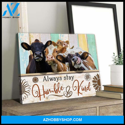 Dairy Cattle Cow Humble And Kind Cow Canvas Wall Art, Wall Decor Visual Art