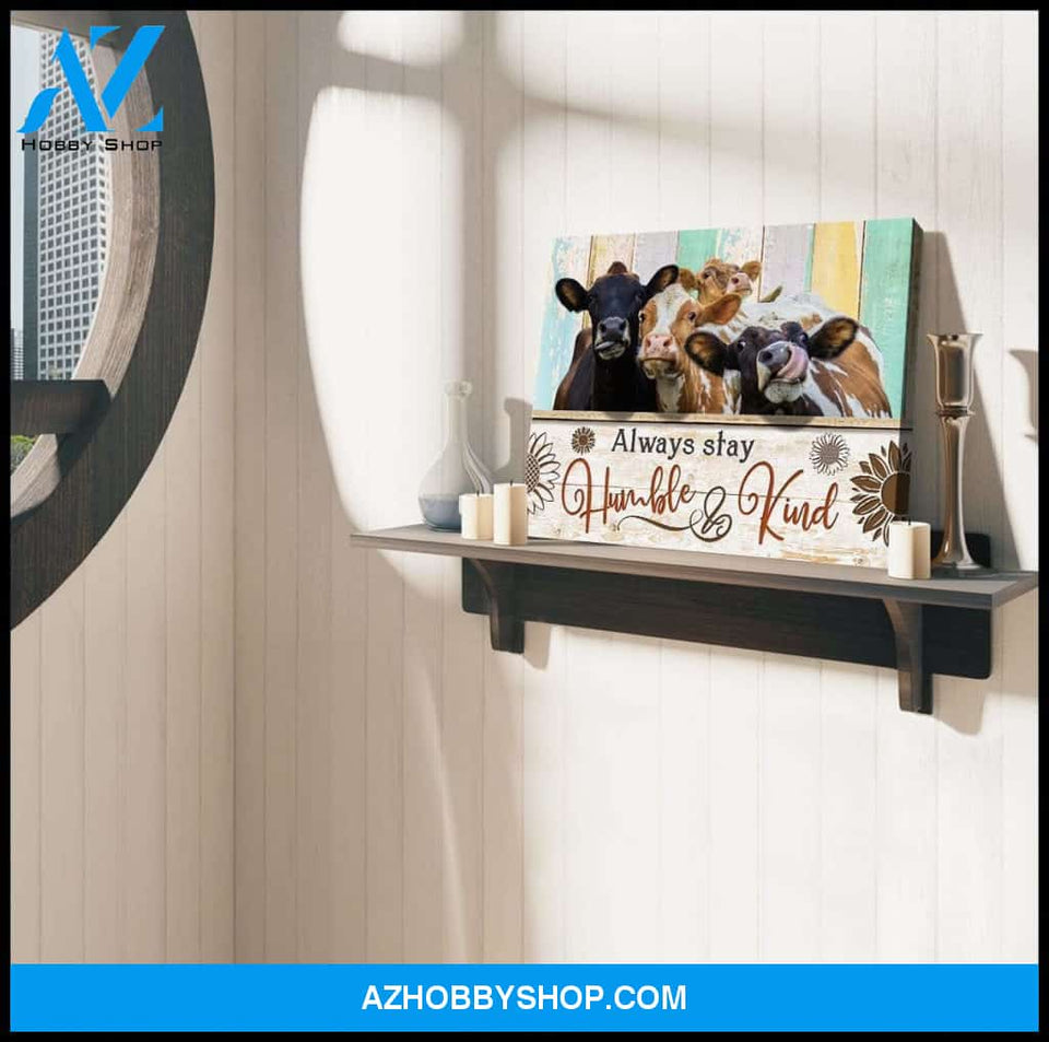 Dairy Cattle Cow Humble And Kind Cow Canvas Wall Art, Wall Decor Visual Art