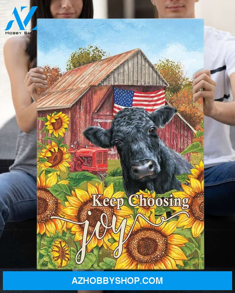 Dairy Cattle Cow Keep Choosing Joy Canvas Wall Art, Wall Decor Visual Art