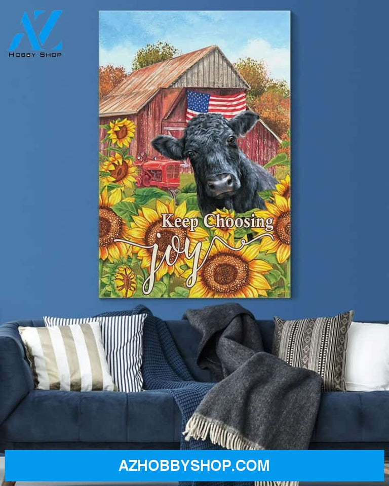Dairy Cattle Cow Keep Choosing Joy Canvas Wall Art, Wall Decor Visual Art
