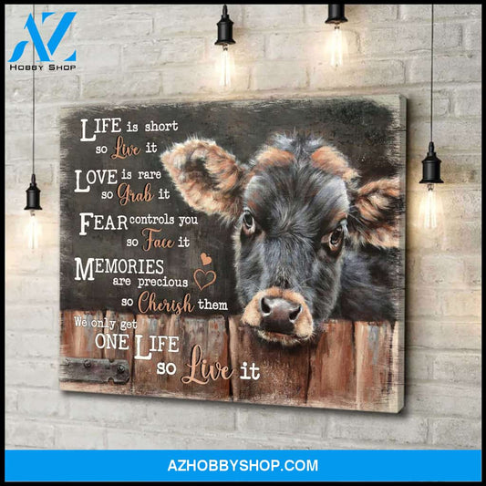 Dairy Cattle Cow Live It Canvas Wall Art, Wall Decor Visual Art