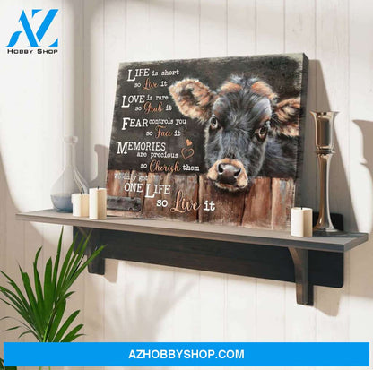 Dairy Cattle Cow Live It Canvas Wall Art, Wall Decor Visual Art