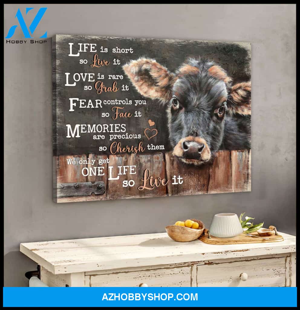 Dairy Cattle Cow Live It Canvas Wall Art, Wall Decor Visual Art