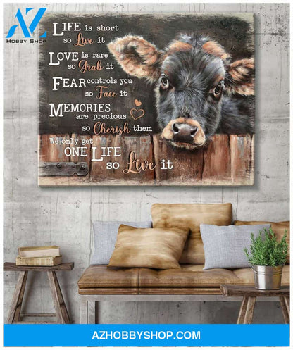 Dairy Cattle Cow Live It Canvas Wall Art, Wall Decor Visual Art