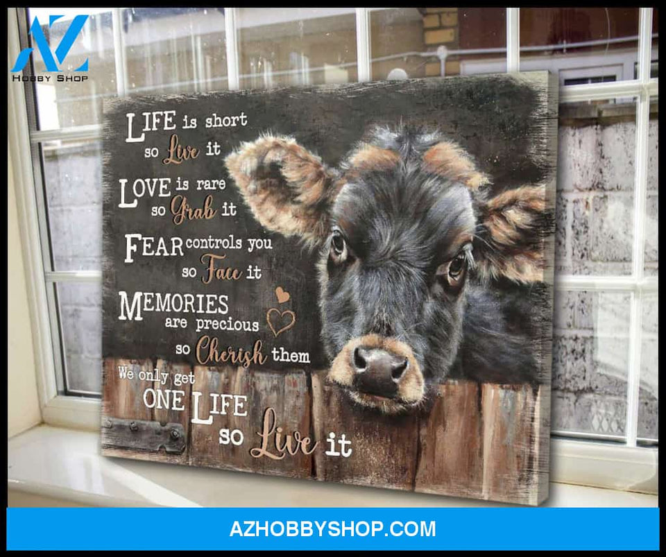 Dairy Cattle Cow Live It Canvas Wall Art, Wall Decor Visual Art