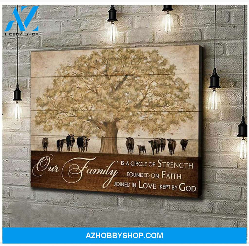 Dairy Cattle Cow Our Family Canvas Wall Art, Wall Decor Visual Art