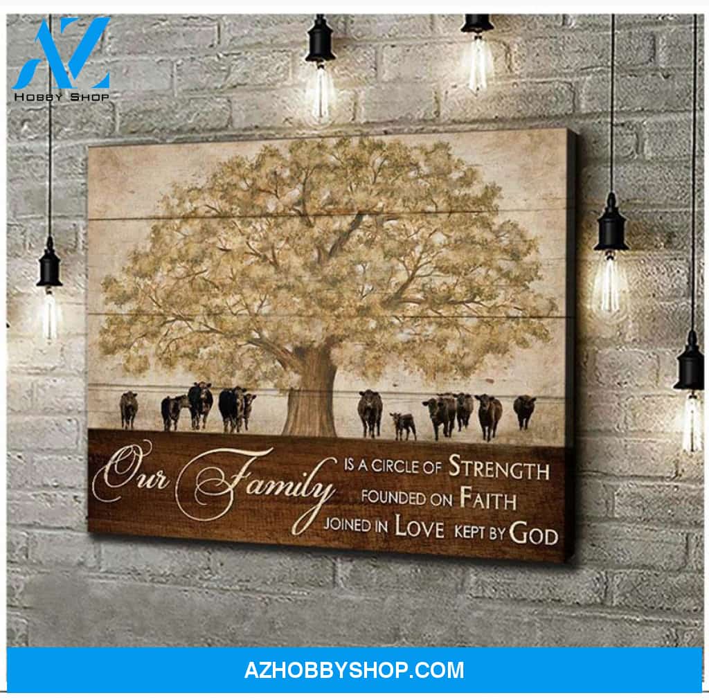 Dairy Cattle Cow Our Family Canvas Wall Art, Wall Decor Visual Art