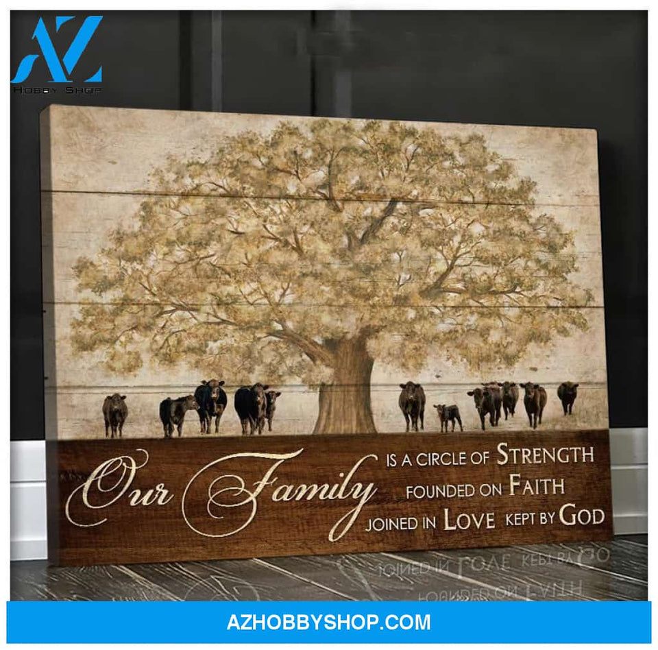 Dairy Cattle Cow Our Family Canvas Wall Art, Wall Decor Visual Art