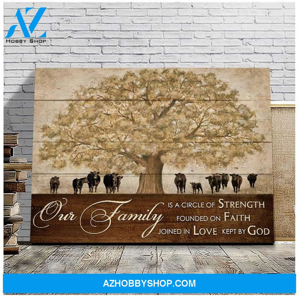 Dairy Cattle Cow Our Family Canvas Wall Art, Wall Decor Visual Art