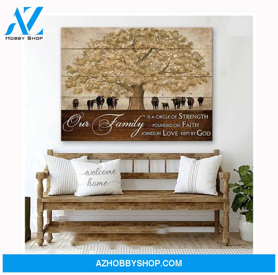 Dairy Cattle Cow Our Family Canvas Wall Art, Wall Decor Visual Art