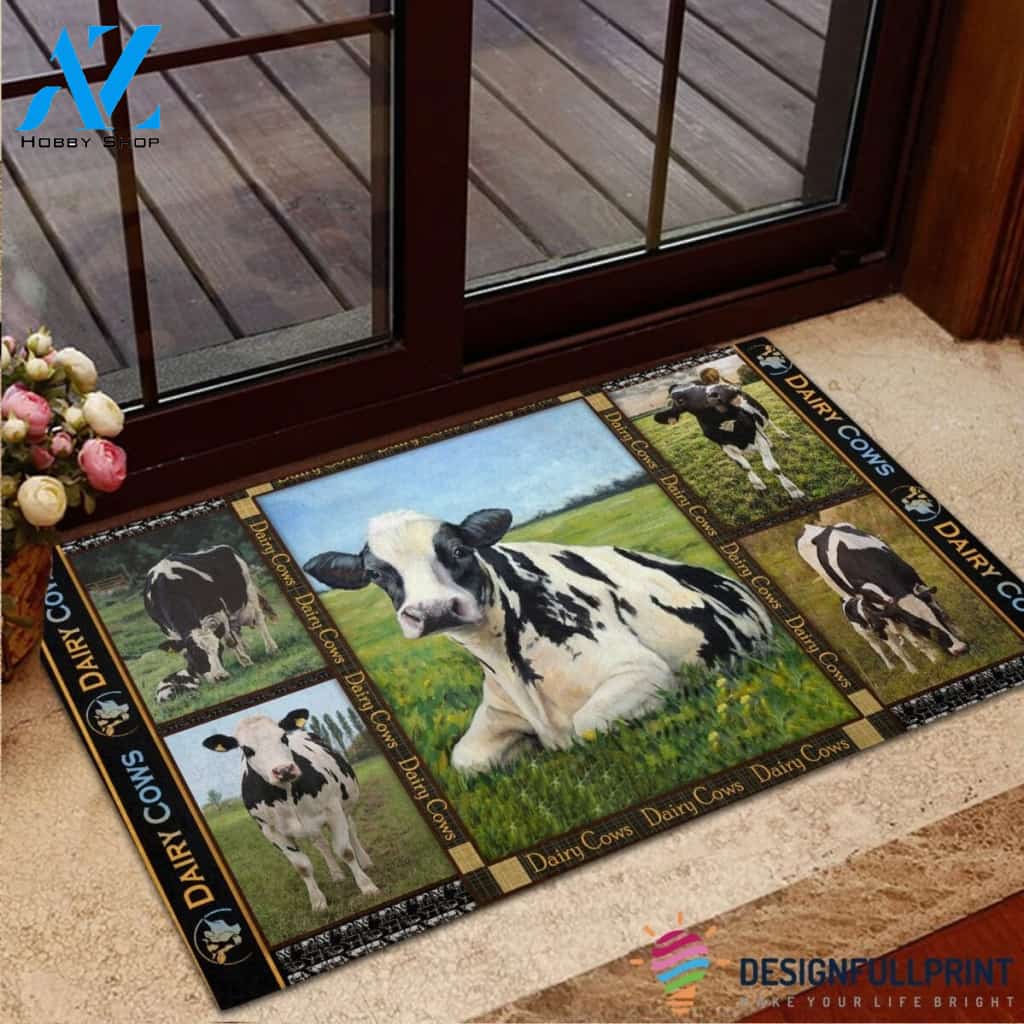 Dairy Cows Rubber Base Doormat HG