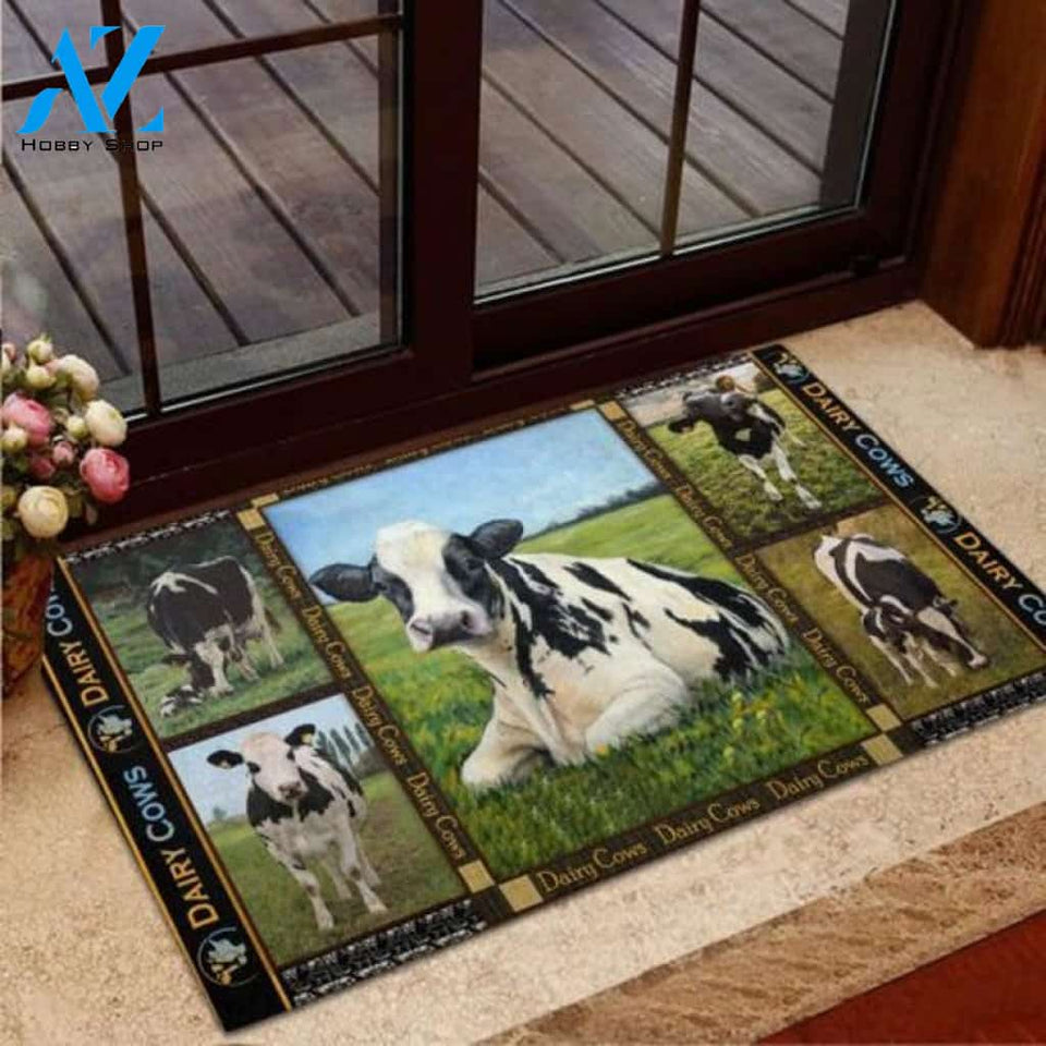 Dairy Cows Rubber Base Doormat Housewarming Gift Family Welcome Mat Custom Funny Doormat Halloween Christmas New Year Holiday Decor