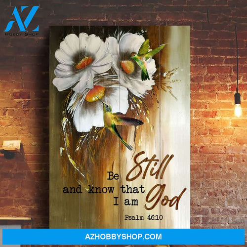 Daisy and hummingbird - Be still and know that I am God - Jesus Portrait Canvas Prints - Wall Art