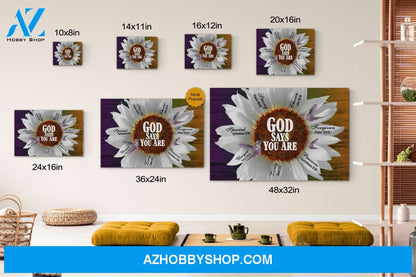 Daisy And Hummingbird God Says You Are Canvas Print Wall Art - Matte Canvas