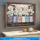 Daisy and Hummingbird, God Says You Are Window Wall Art Poster Canvas Decor Home Decor Wall Art Visual Art