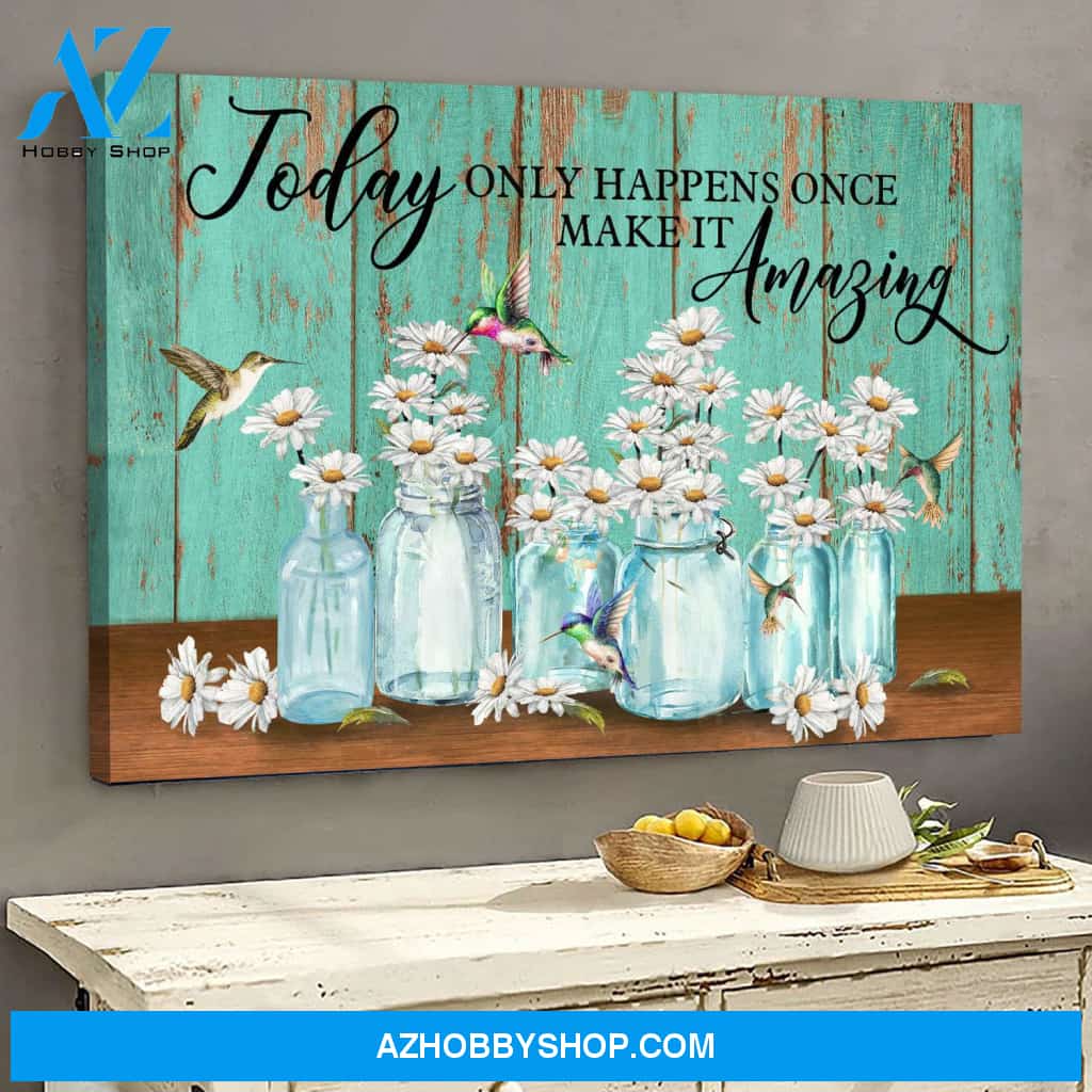 Daisy and hummingbird - Today only happens once - Jesus Landscape Canvas Prints - Wall Art