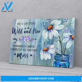 Daisy Blue Butterfly Poster Canvas Wall, She Is Life Ifself Wild And Free Wall Art Prints, Farmhouse Decor