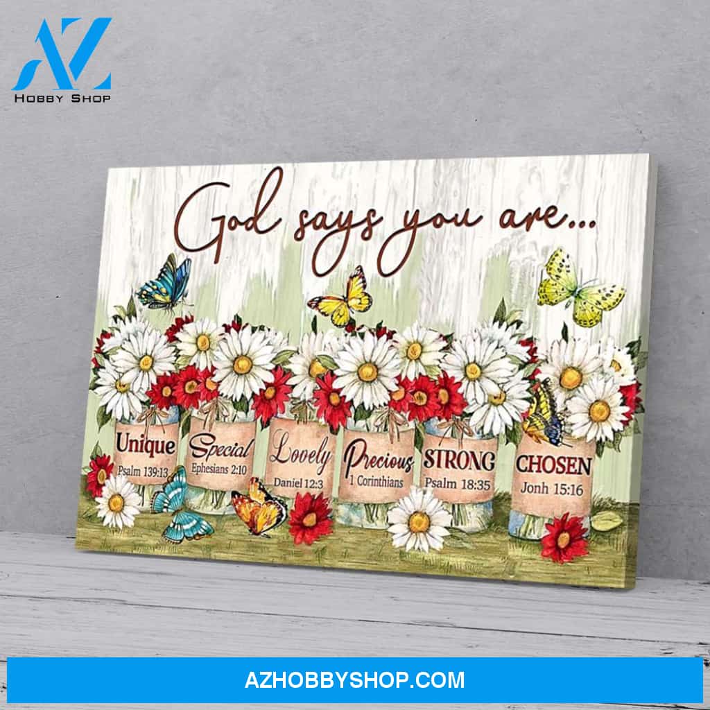 Daisy Butterfly Poster Canvas Wall Decor Visual Art, God Says You Are Poster Canvas Art Home Decor