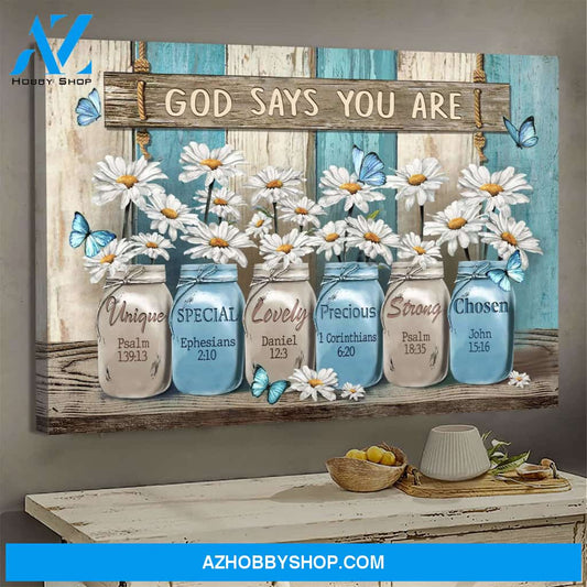 Daisy flower - Wooden background - Jesus Landscape Canvas Prints, Wall Art