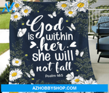 Daisy - God is within her, she will not fall Fleece Blanket, Gift For Family & Friends 