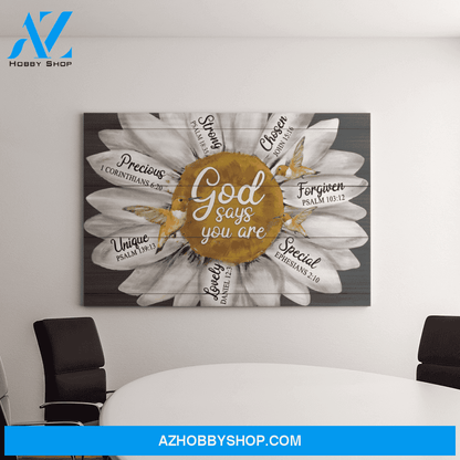 Daisy God says you are with hummingbird Canvas And Poster, Wall Decor Visual Art