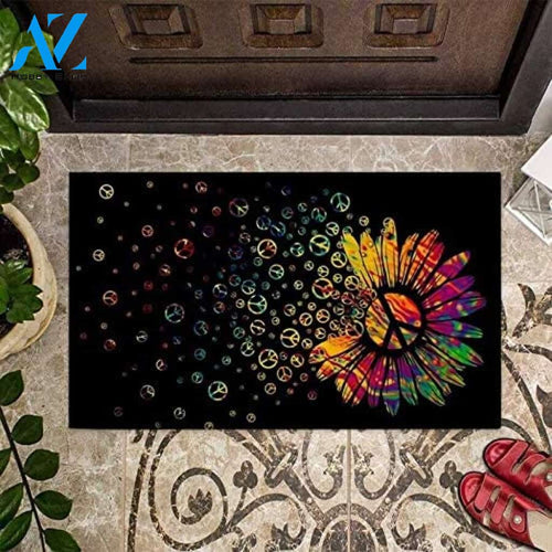 Daisy Peace Sign Hippie Soul Flower Indoor and Outdoor Doormat Warm House Gift Welcome Mat Funny Birthday Gift Gift for Friend Family