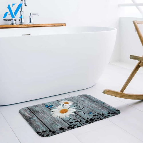 Daisy Retro Wood Grain Butterfly Doormat Indoor And Outdoor Mat Entrance Rug Sweet Home Decor Housewarming Gift Gift For Friend Family Butterflies Lovers