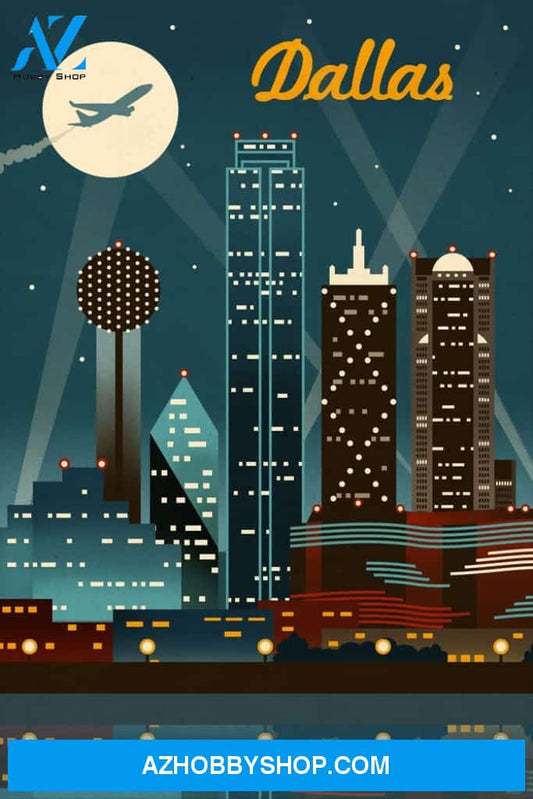 Dallas Texas Retro Skyline