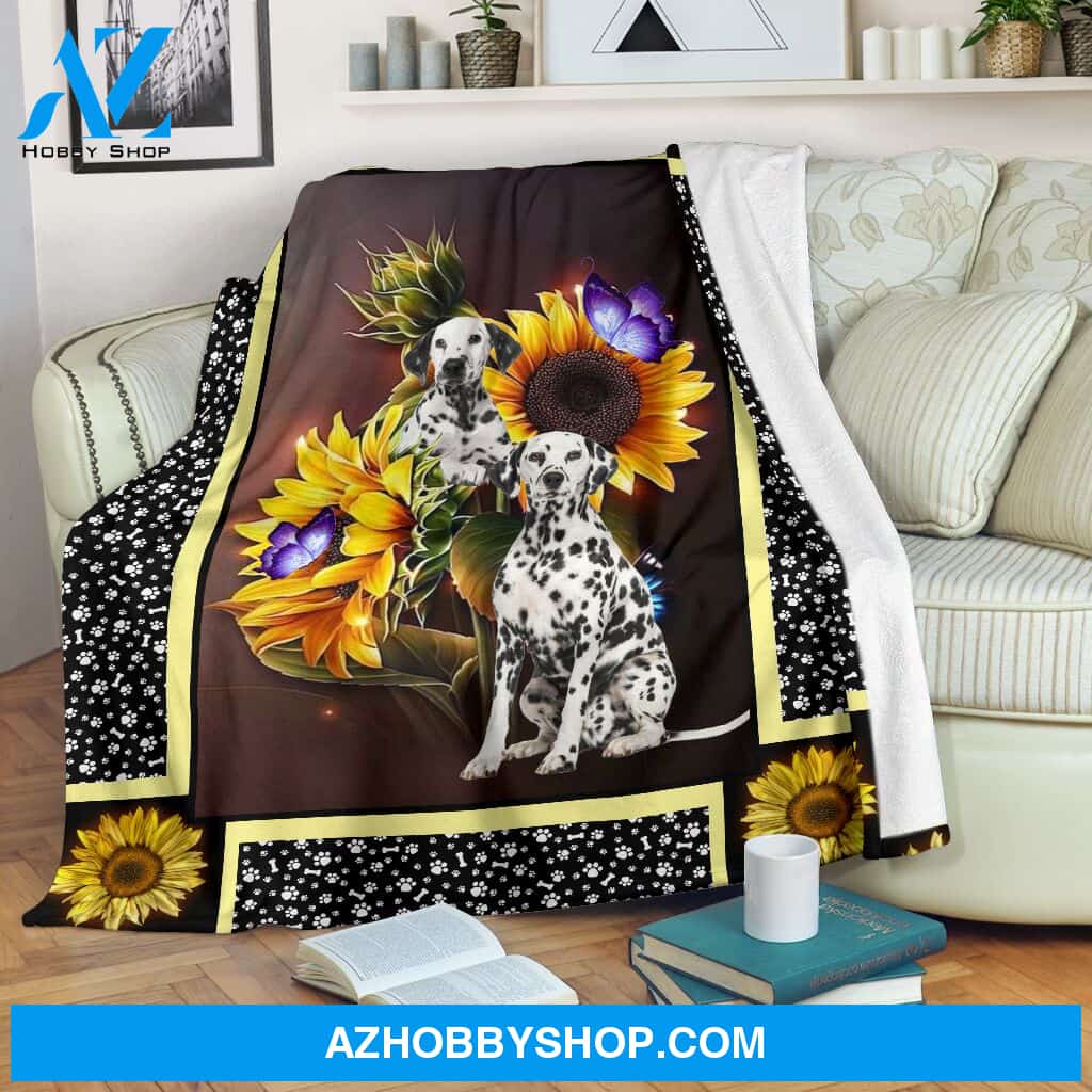 Dalmatian dark sunflower Fleece Blanket