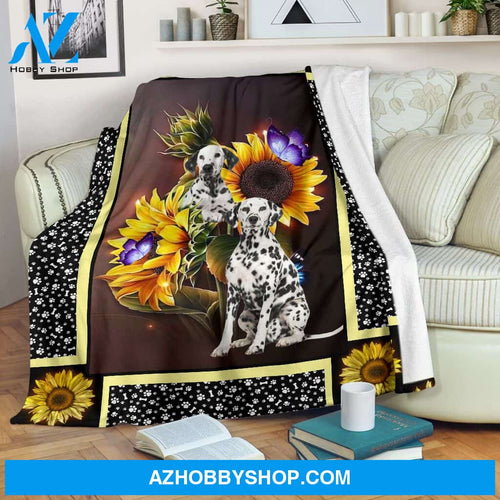 Dalmatian dark sunflower Fleece Blanket