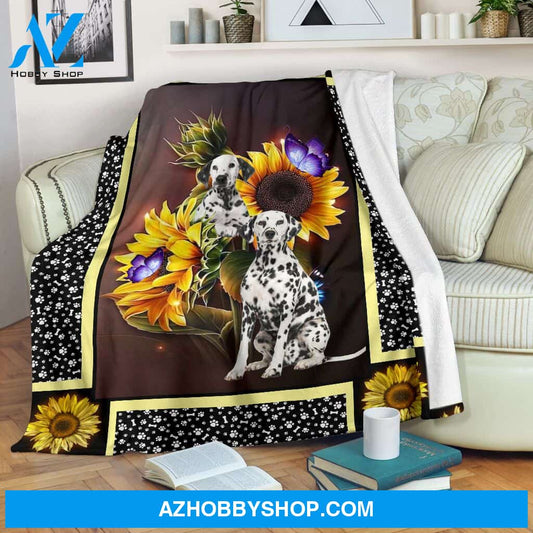 Dalmatian dark sunflower Fleece Blanket
