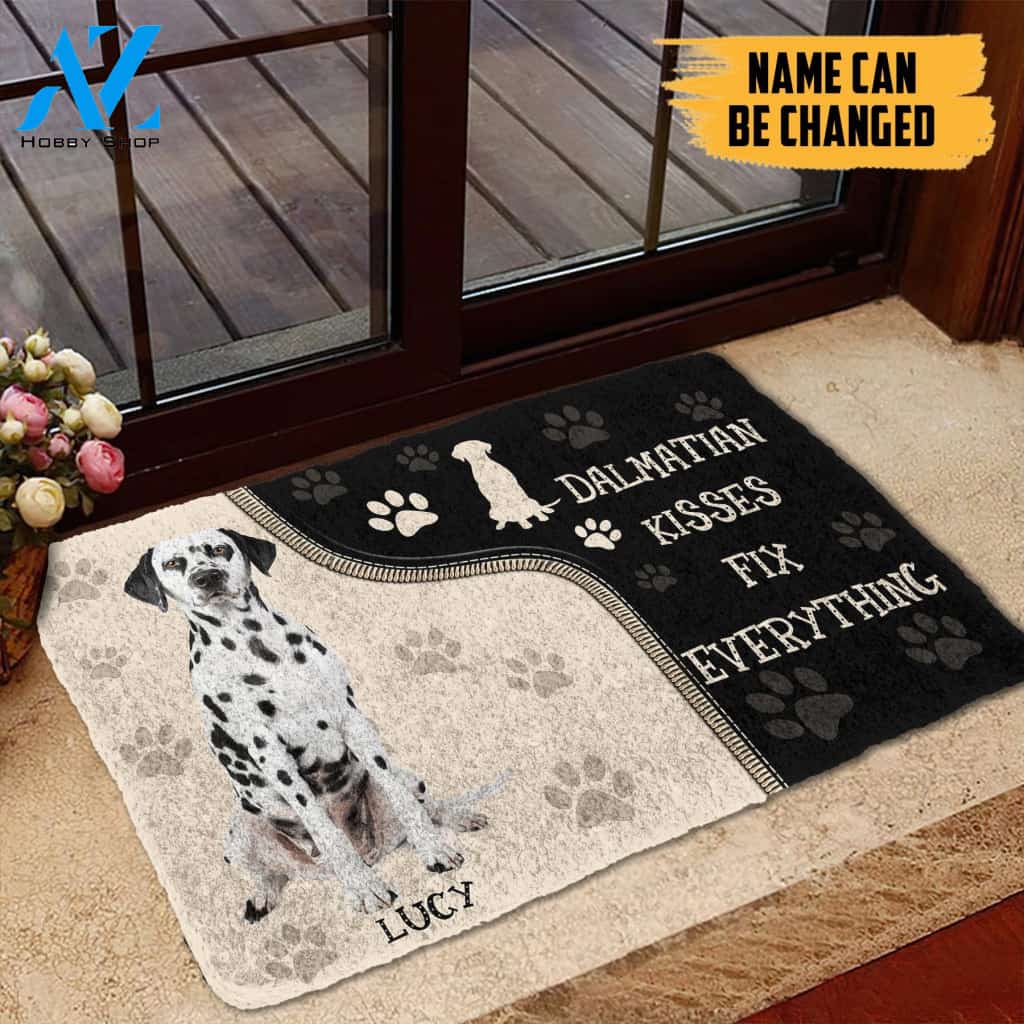 Gearhumans Gearhuman 3D Dalmatian Kisses Fix Anything Custom Name Doormat